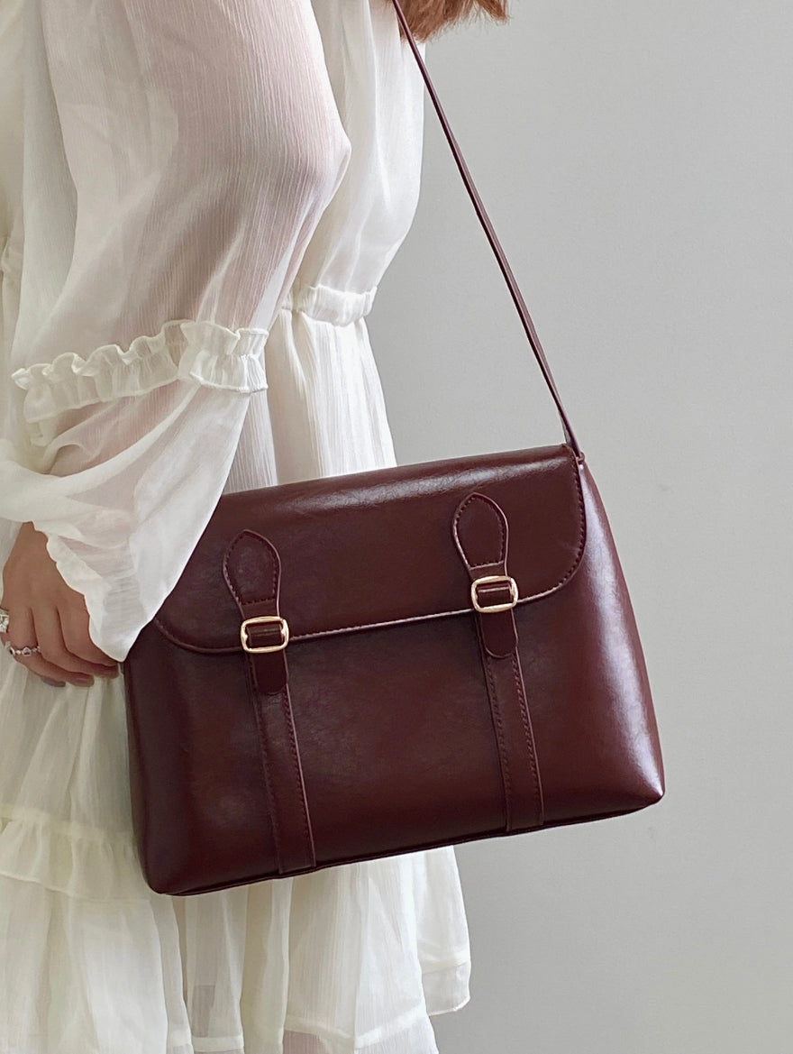 Vintage PU Leather Handbag for Women with Adjustable Shoulder Strap – 29cm x 20cm x 8cm, Elegant and Practical