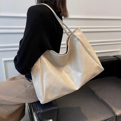 Women's Soft PU Leather Tote Bag – Large Retro Style, Practical and Elegant for Daily Use
