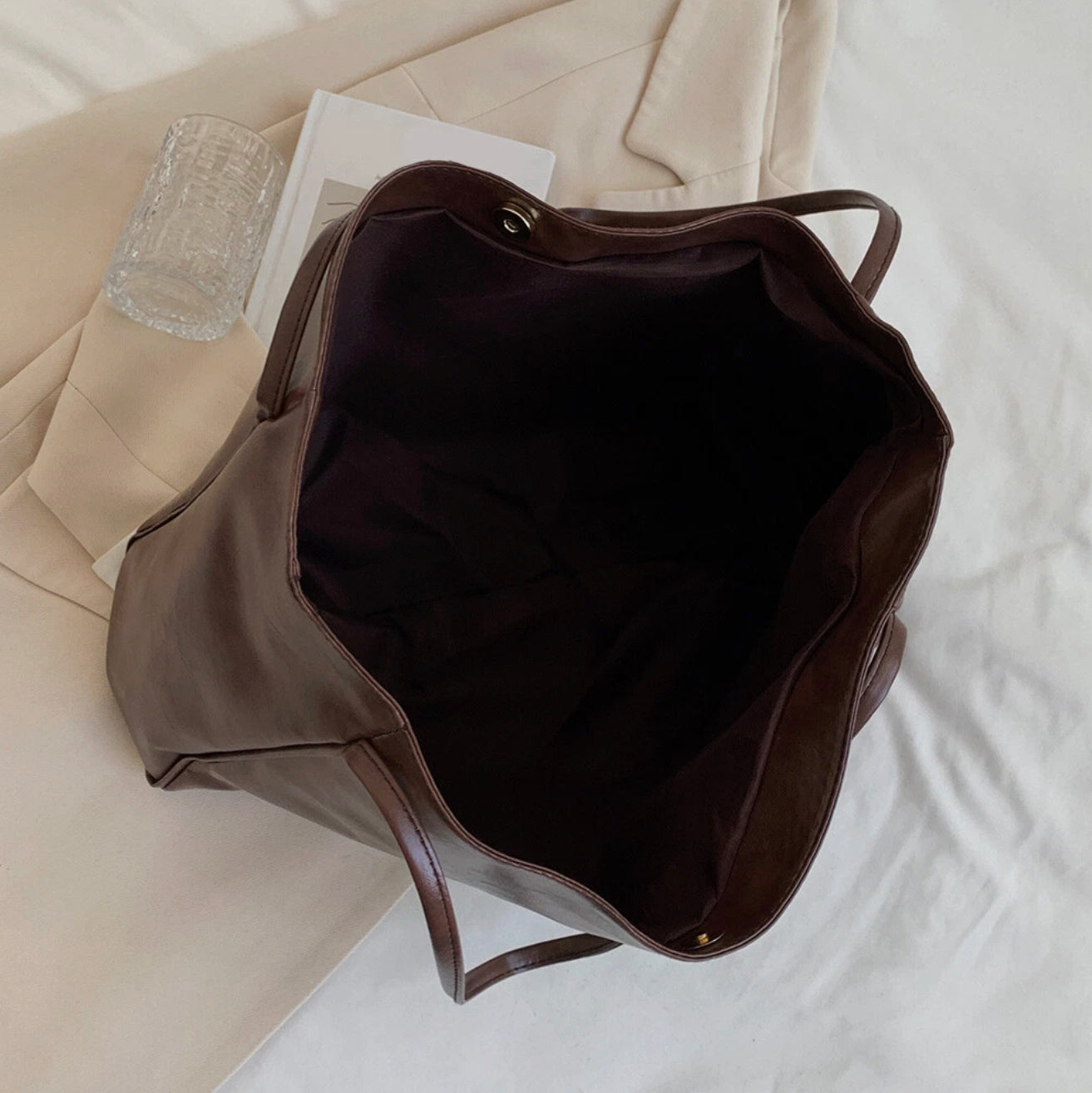 Women's Soft PU Leather Tote Bag – Large Retro Style, Practical and Elegant for Daily Use