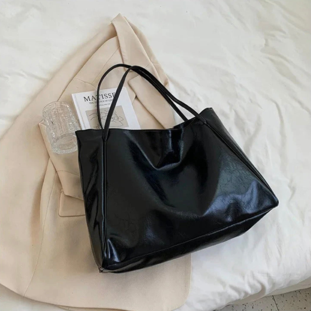 Women's Soft PU Leather Tote Bag – Large Retro Style, Practical and Elegant for Daily Use