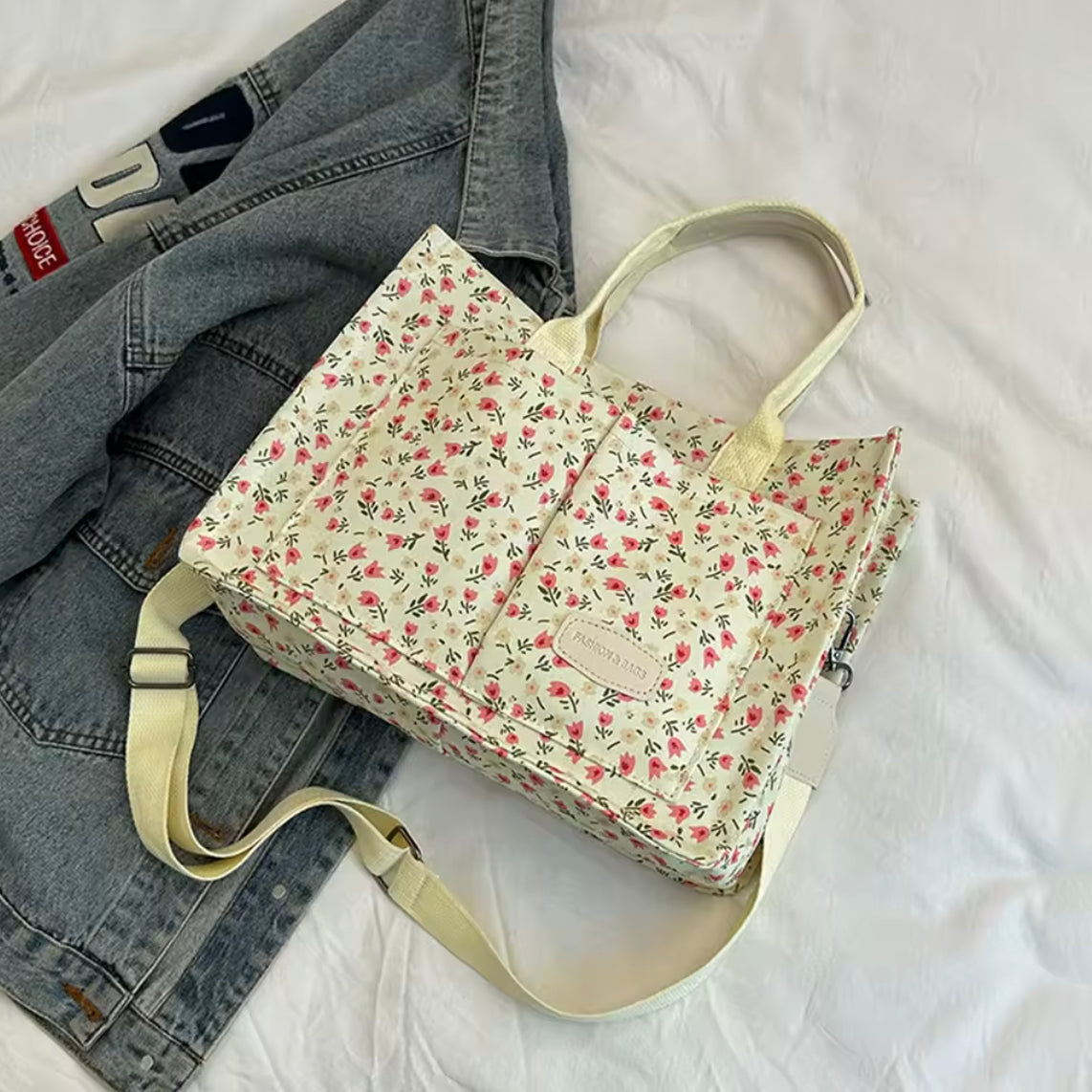 Peony Polyurethane Sac Tote Bag – Small Geometric Patterned Bag with Double Handle for Women