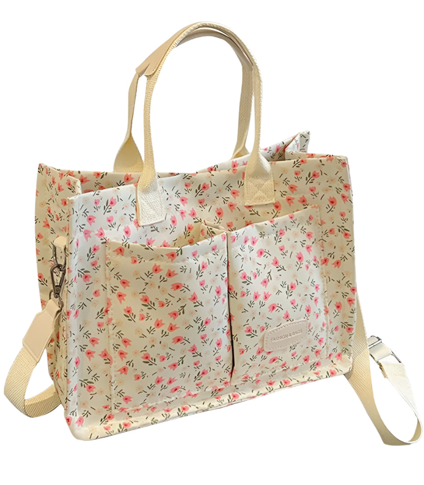 Sac Tote Bag Pivoine en Polyuréthane – Petit Sac à Motifs Géométriques avec Double Poignée pour Femme