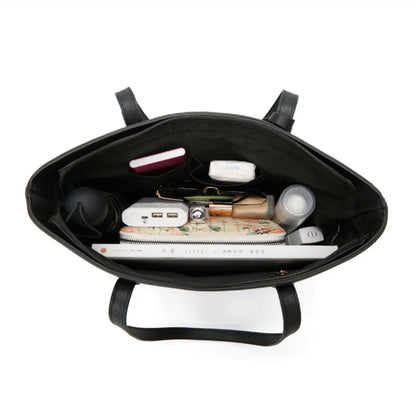 Elegant Women's Handbag in Synthetic Leather, Practical Shoulder Bag for Mother and Child – Four Pieces, Ideal for Daily Outings