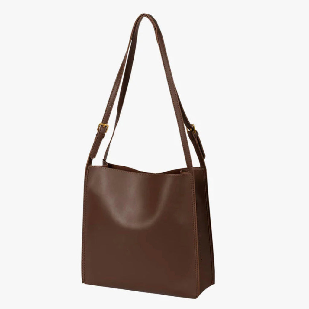 Women's Vegetable Leather Handbag – Elegant Tote Bag with Adjustable Straps and Spacious Interior