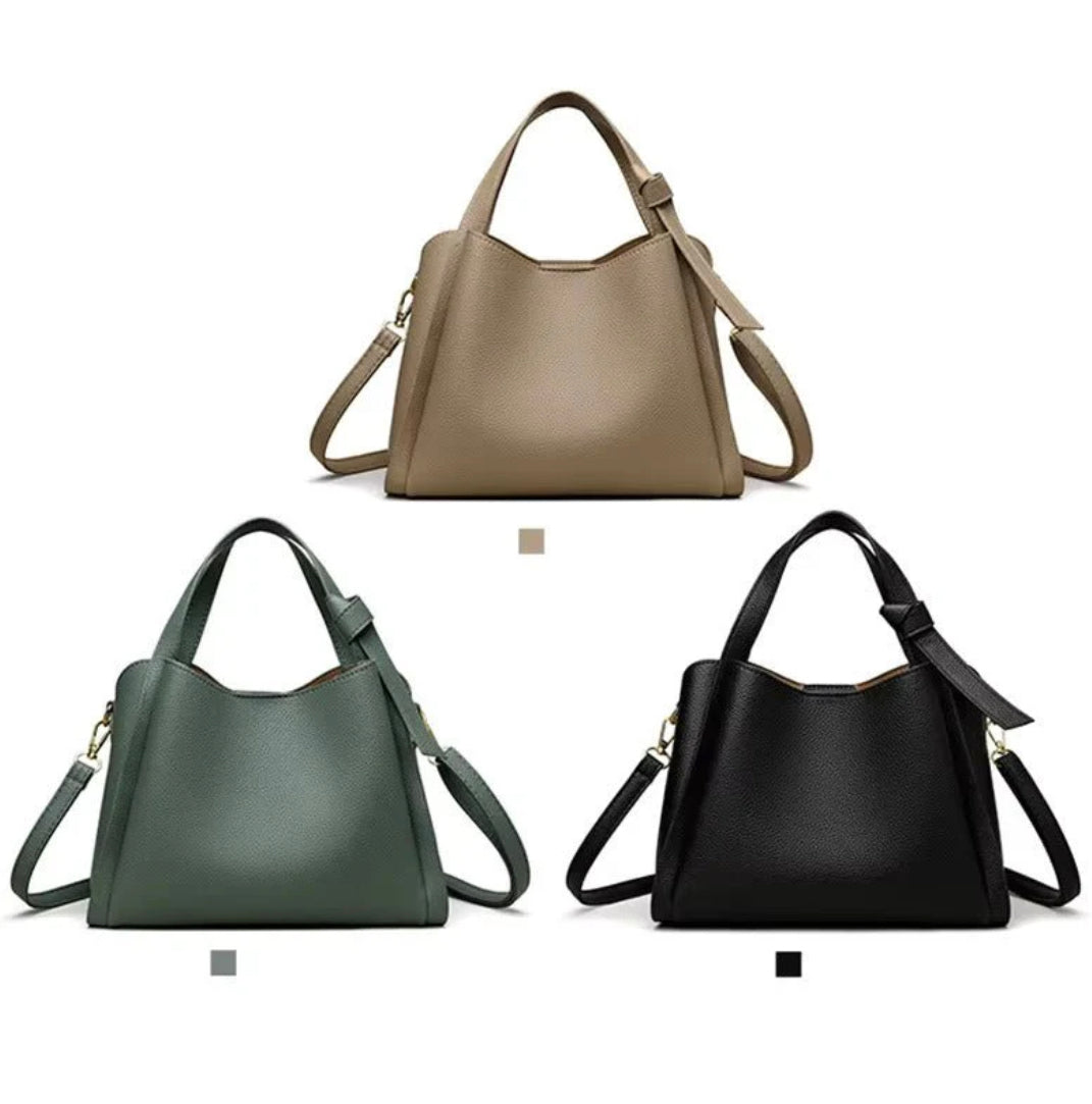 Women's Sophie Shoulder Bag in Synthetic Leather - Elegant, Practical, Adjustable Shoulder Strap, Spacious Interior - Black