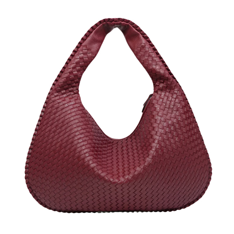 Women's Woven Leather Handbag – Elegant and Spacious with Adjustable Shoulder Strap