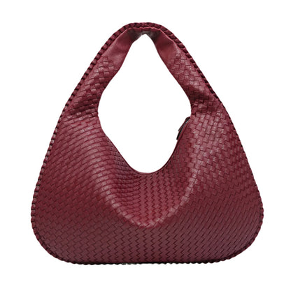 Women's Woven Leather Handbag – Elegant and Spacious with Adjustable Shoulder Strap