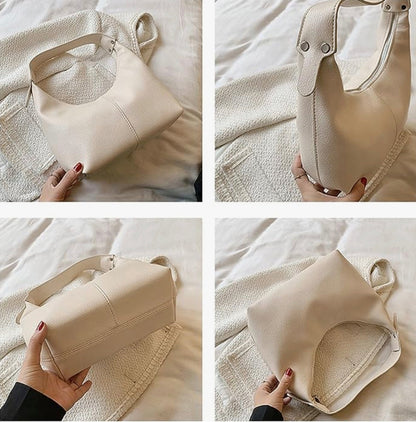 Women's Soft Leather Handbag Josephine – Elegant, Practical and Adjustable Shoulder Strap, Black or Brown