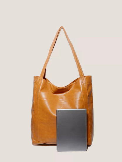 Women's Elegant Aged Leather Handbag – Large Size, Scratch and Water Resistant, Ideal for All Occasions