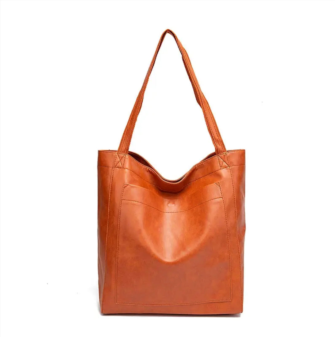 Women's Elegant Aged Leather Handbag – Large Size, Scratch and Water Resistant, Ideal for All Occasions
