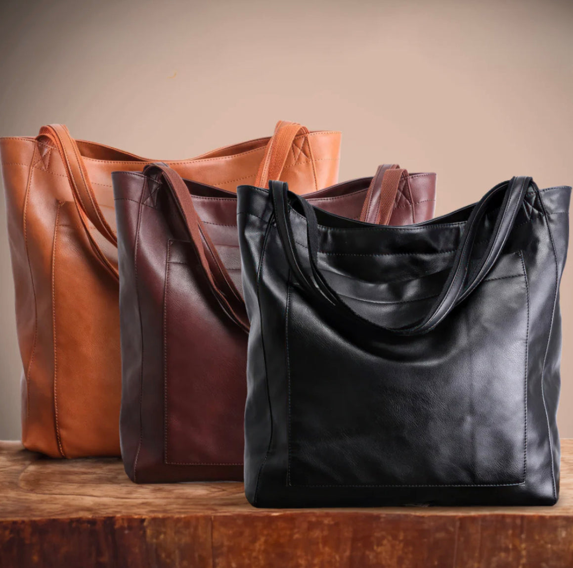 Women's Elegant Aged Leather Handbag – Large Size, Scratch and Water Resistant, Ideal for All Occasions