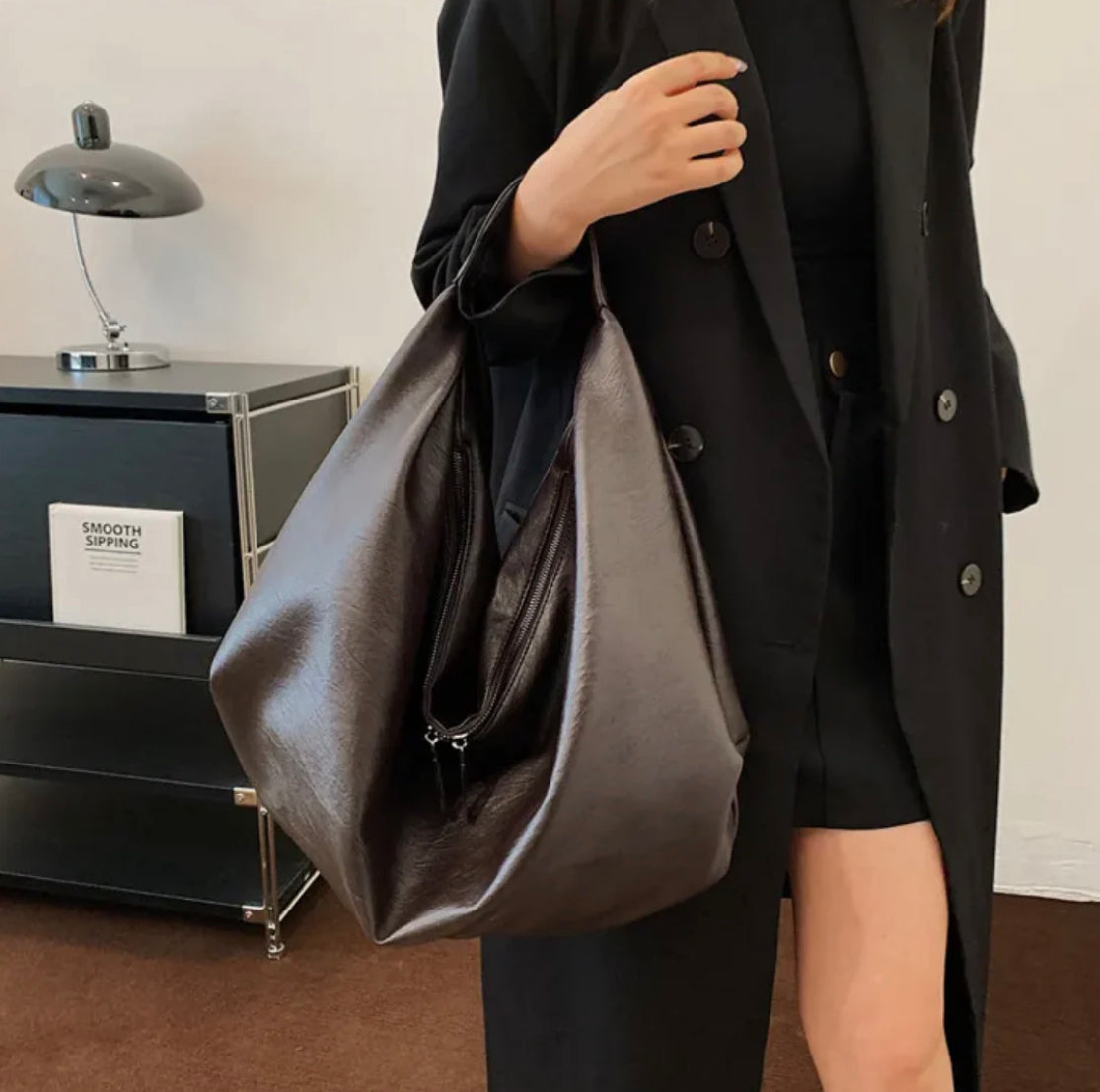 Sac à main femme Pauline en cuir PU avec doublure en nylon et poche zippée – 43 x 35 x 32 cm, élégant et pratique