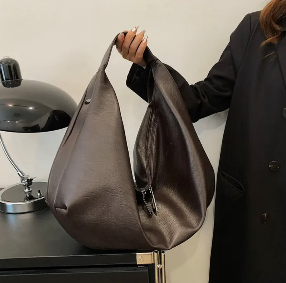Sac à main femme Pauline en cuir PU avec doublure en nylon et poche zippée – 43 x 35 x 32 cm, élégant et pratique