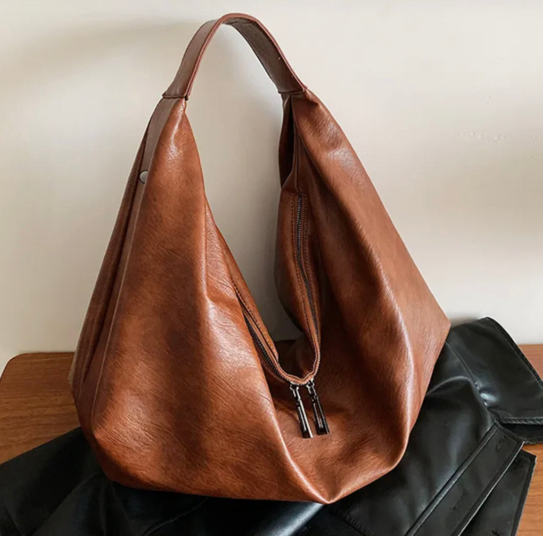 Sac à main femme Pauline en cuir PU avec doublure en nylon et poche zippée – 43 x 35 x 32 cm, élégant et pratique