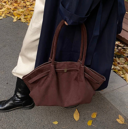 Vegan Suede Handbag for Women – Elegant, Spacious, and Durable with Adjustable Shoulder Strap