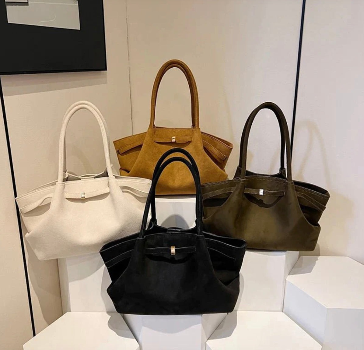 Vegan Suede Handbag for Women – Elegant, Spacious, and Durable with Adjustable Shoulder Strap