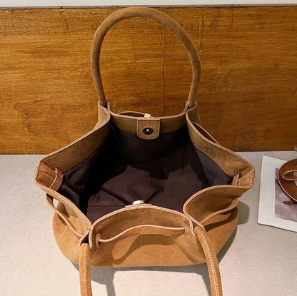 Vegan Suede Handbag for Women – Elegant, Spacious, and Durable with Adjustable Shoulder Strap
