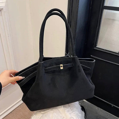 Vegan Suede Handbag for Women – Elegant, Spacious, and Durable with Adjustable Shoulder Strap
