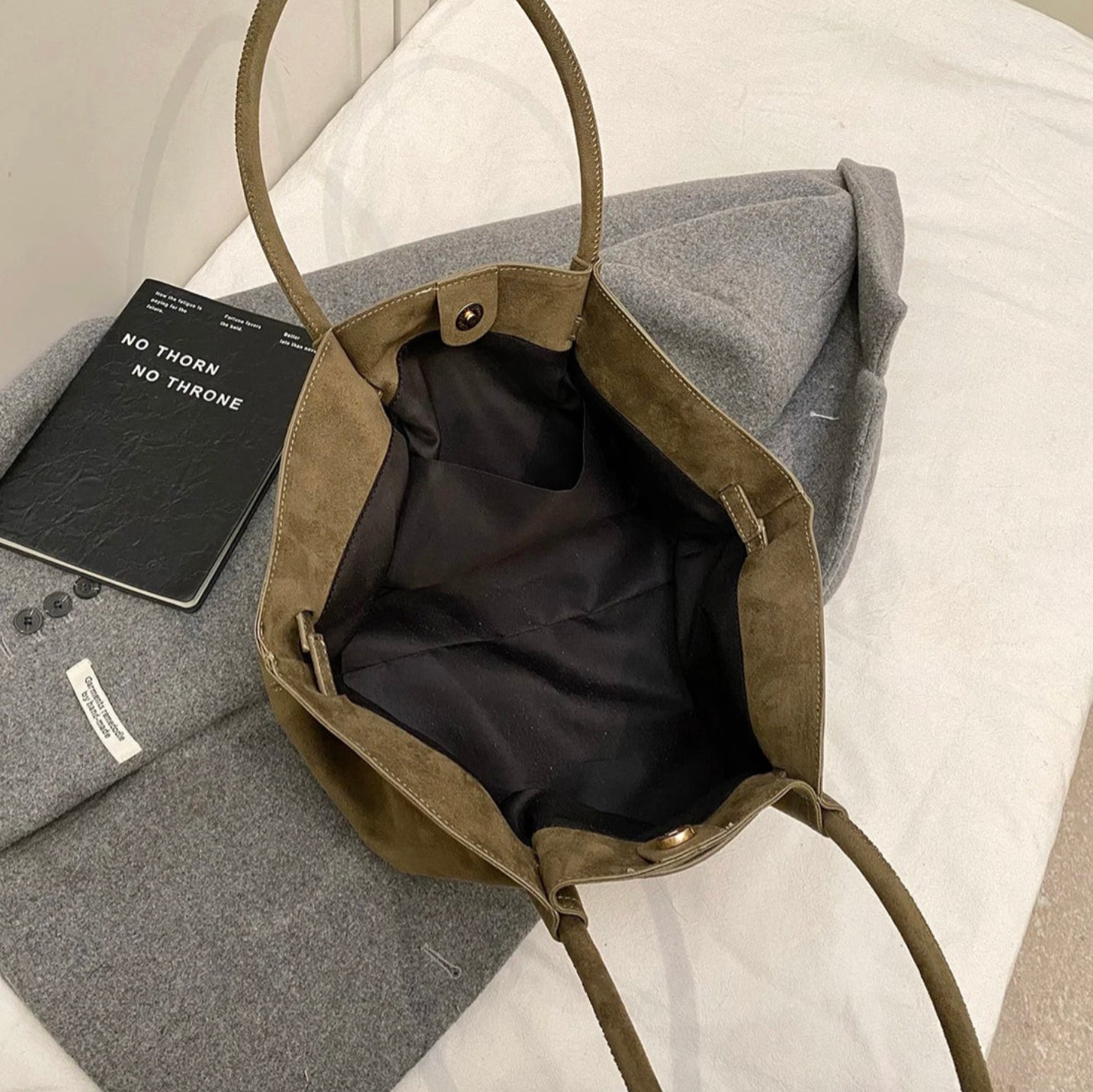 Vegan Suede Handbag for Women – Elegant, Spacious, and Durable with Adjustable Shoulder Strap