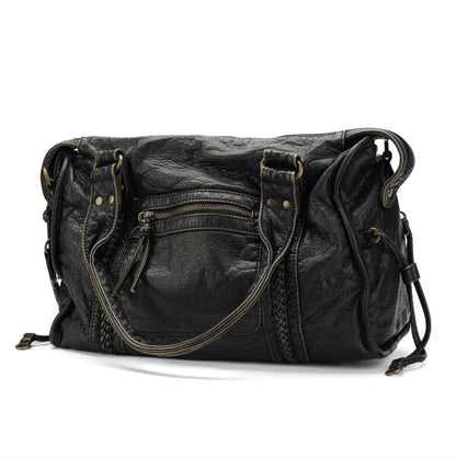 Vintage Y2K PU Leather Handbag for Women - Large Tote Bag with Adjustable Shoulder Strap - Elegant and Practical Style