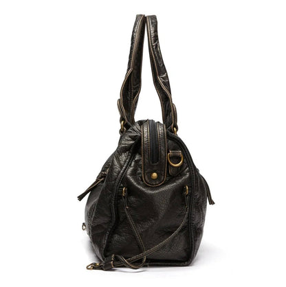 Vintage Y2K PU Leather Handbag for Women - Large Tote Bag with Adjustable Shoulder Strap - Elegant and Practical Style