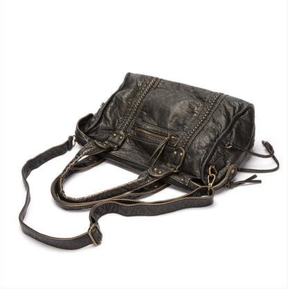 Vintage Y2K PU Leather Handbag for Women - Large Tote Bag with Adjustable Shoulder Strap - Elegant and Practical Style