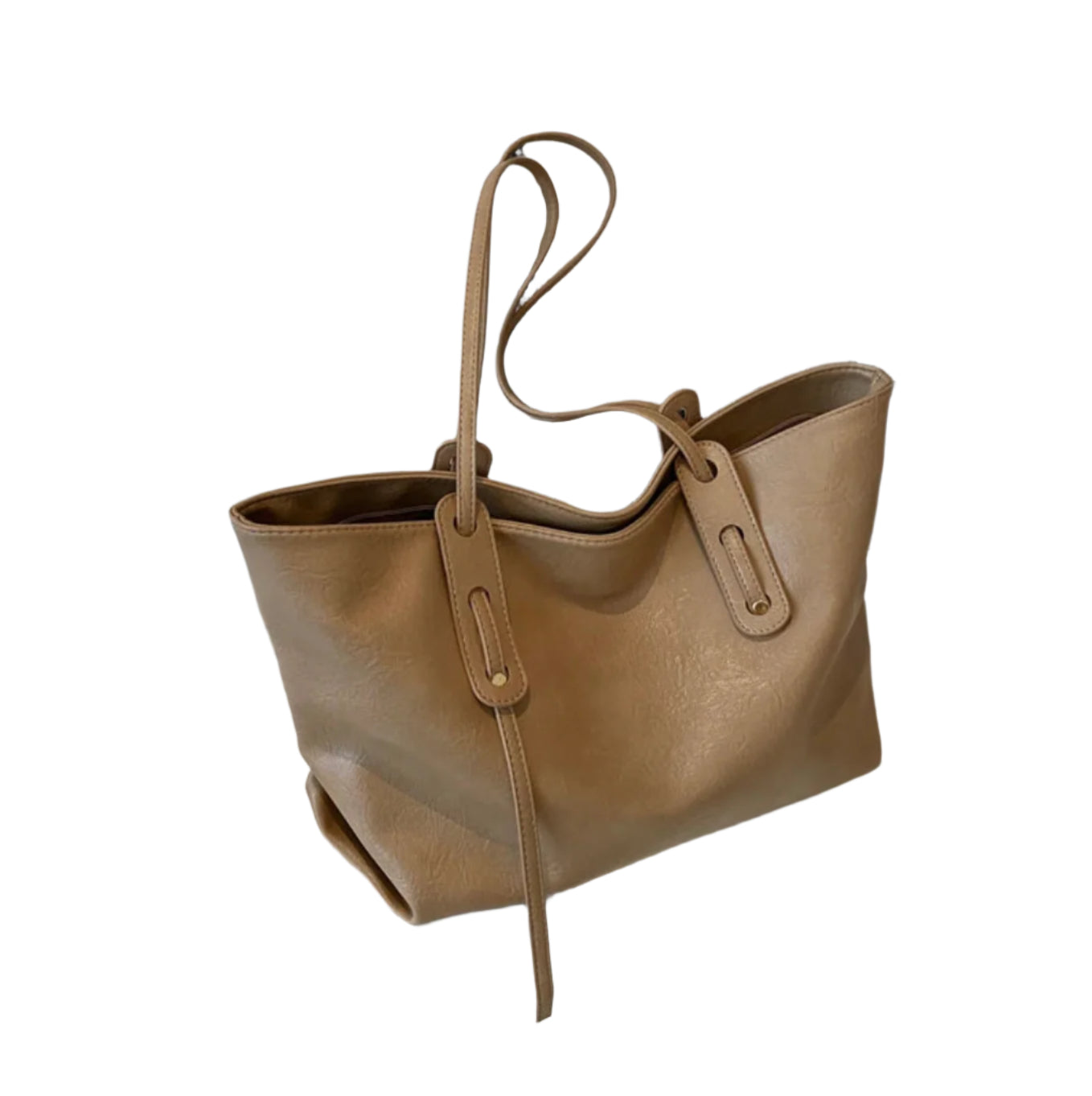 Women's black leather handbag with adjustable shoulder strap – Elegant and spacious, Solene model