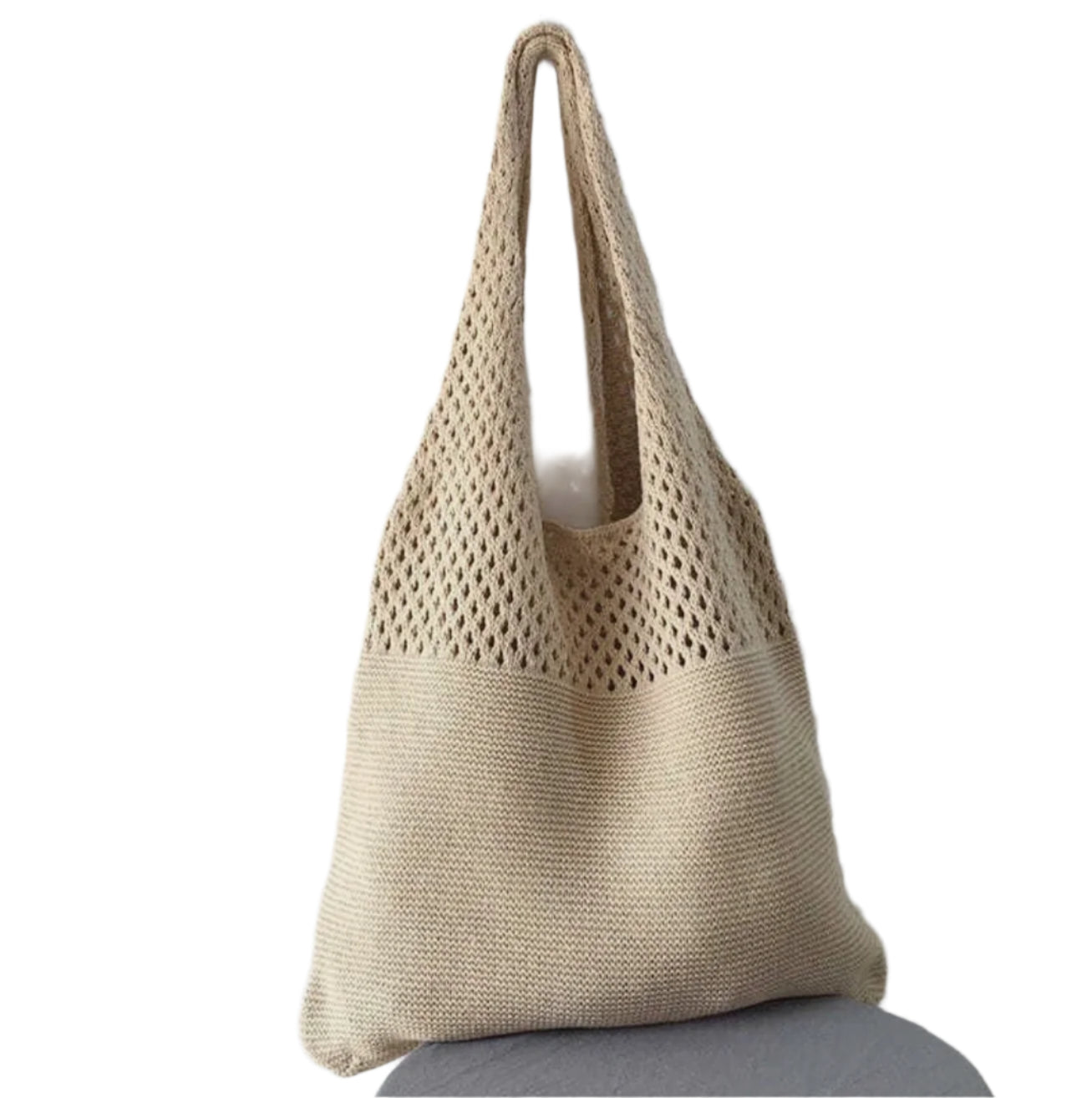 Women's Vintage Crochet Handbag – Large Cotton Tote Ideal for Beach and Summer, Casual Boho Chic Style