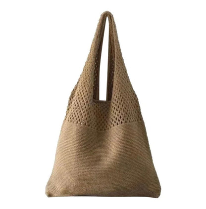 Women's Vintage Crochet Handbag – Large Cotton Tote Ideal for Beach and Summer, Casual Boho Chic Style