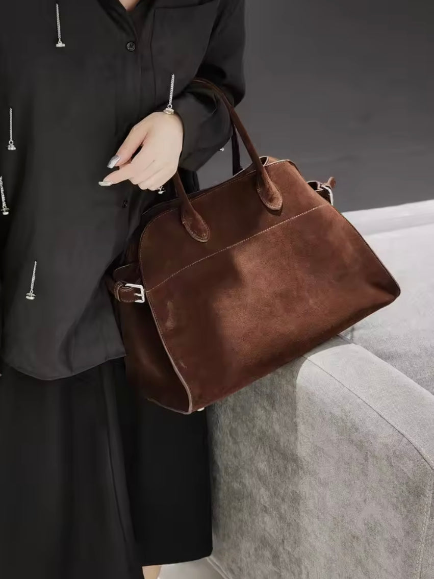 Women's Vegan Suede Leather Handbag – Elegant and Practical Shoulder Bag for Daily Use, Dimensions 38x28x23 cm