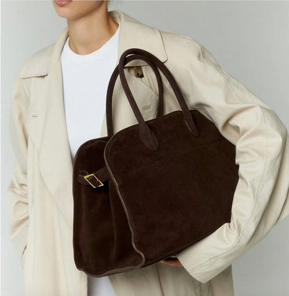 Women's Vegan Suede Leather Handbag – Elegant and Practical Shoulder Bag for Daily Use, Dimensions 38x28x23 cm