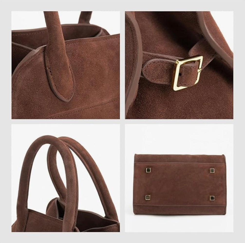 Women's Vegan Suede Leather Handbag – Elegant and Practical Shoulder Bag for Daily Use, Dimensions 38x28x23 cm