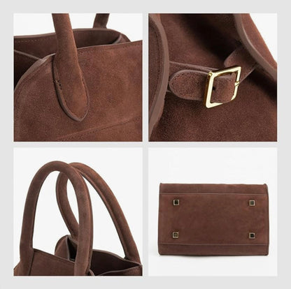 Women's Vegan Suede Leather Handbag – Elegant and Practical Shoulder Bag for Daily Use, Dimensions 38x28x23 cm