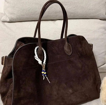 Women's Vegan Suede Leather Handbag – Elegant and Practical Shoulder Bag for Daily Use, Dimensions 38x28x23 cm