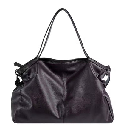 Large Women's Leather Handbag with Multiple Pockets, Adjustable Shoulder Strap – Elegant and Spacious Black or Brown