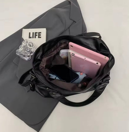 Elegant Vegan Leather Women's Handbag with Adjustable Shoulder Strap – 5 Colors Available, 40x28x11 cm