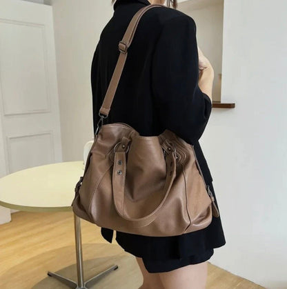 Elegant Vegan Leather Women's Handbag with Adjustable Shoulder Strap – 5 Colors Available, 40x28x11 cm