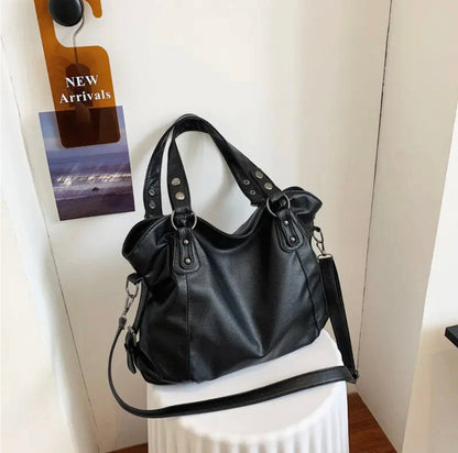 Elegant Vegan Leather Women's Handbag with Adjustable Shoulder Strap – 5 Colors Available, 40x28x11 cm