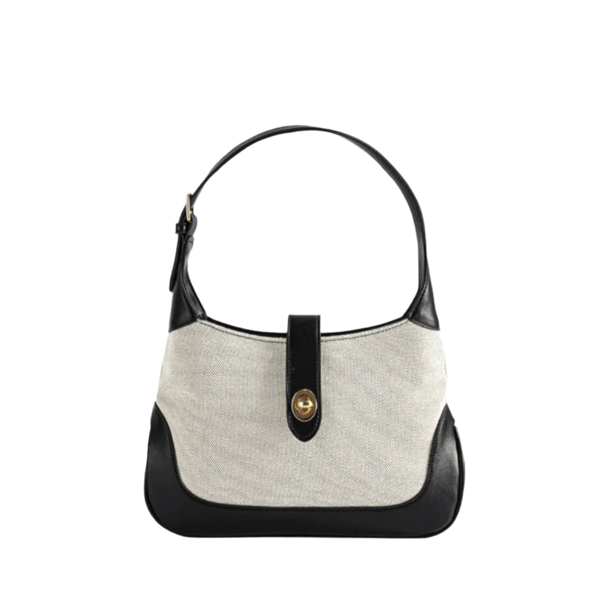 Women's Dalia Two-Tone Shoulder Bag in Textured Canvas with Vegan Leather Trims and Adjustable Shoulder Strap – 26 x 7 x 16 cm