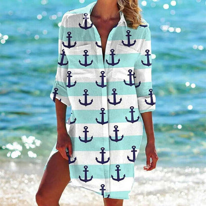 Women's Long Chic Summer Dress with V-Neckline – Elegance and Comfort for All Occasions