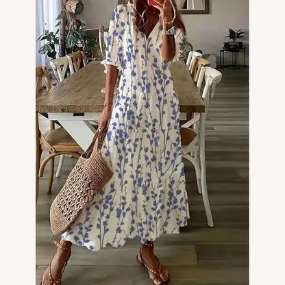 Women's Long Bohemian Chic Summer Dress in Lightweight Fabric – Ideal for Sunny Days