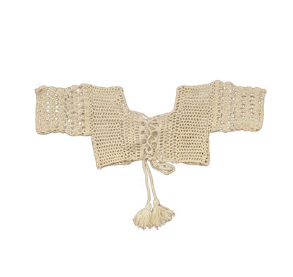 Boho Crochet Top for Women Off-Shoulder with Lace-Up Details – Soft and Breathable Fabric for Summer