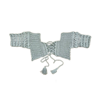 Boho Crochet Top for Women Off-Shoulder with Lace-Up Details – Soft and Breathable Fabric for Summer