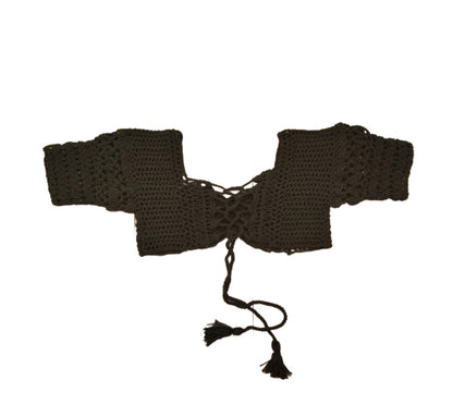 Boho Crochet Top for Women Off-Shoulder with Lace-Up Details – Soft and Breathable Fabric for Summer