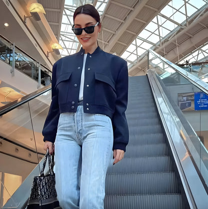 Men's Short White Jacket Size M Cotton-Polyester Blend Urban Style