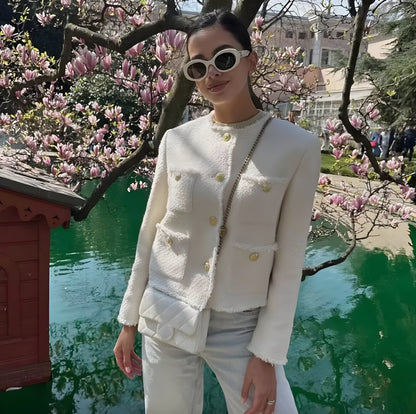 Chic Women's Blazer with Gold Buttons