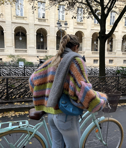 Women's Multicolor Vest One Size Acrylic Striped