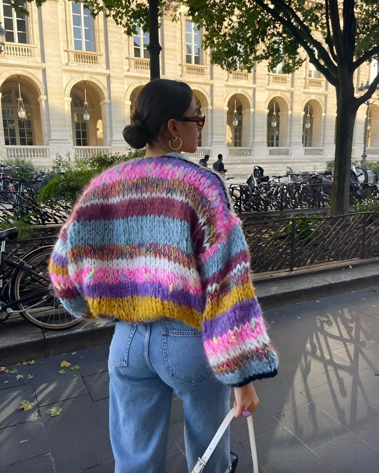 Women's Multicolor Vest One Size Acrylic Striped