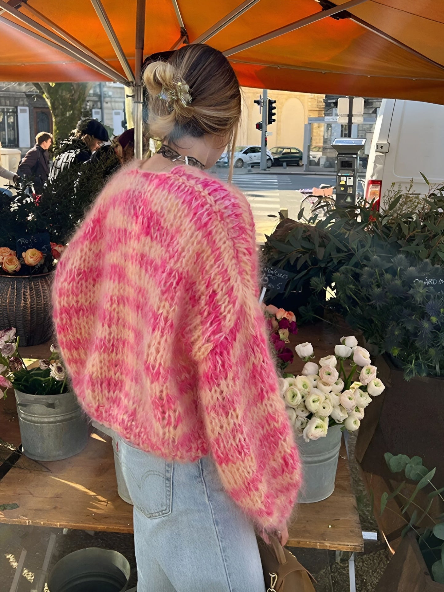 Women's Multicolor Vest One Size Acrylic Striped