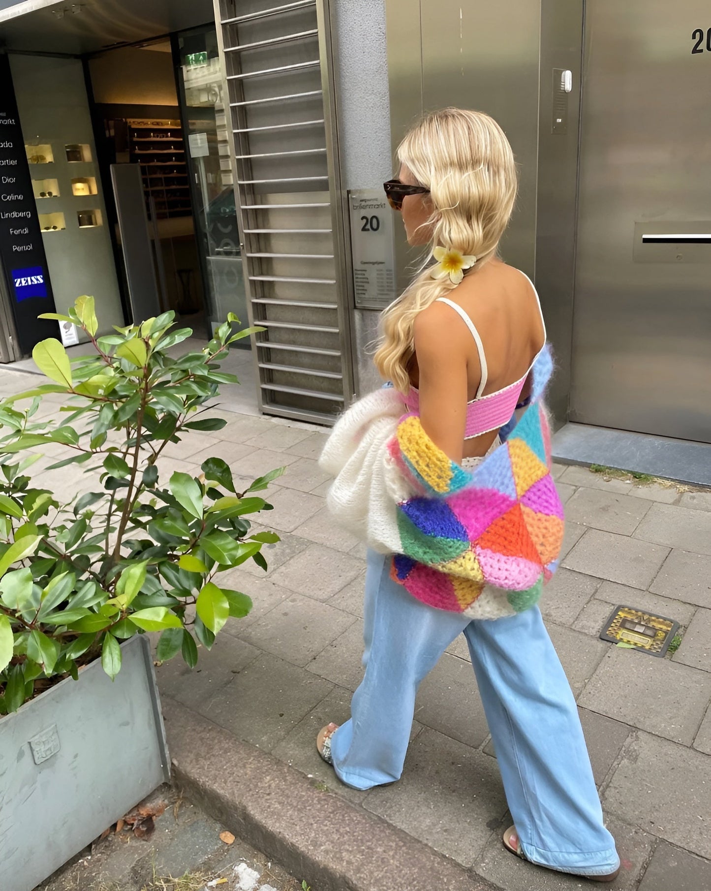 Women's Multicolor Vest One Size Acrylic Striped